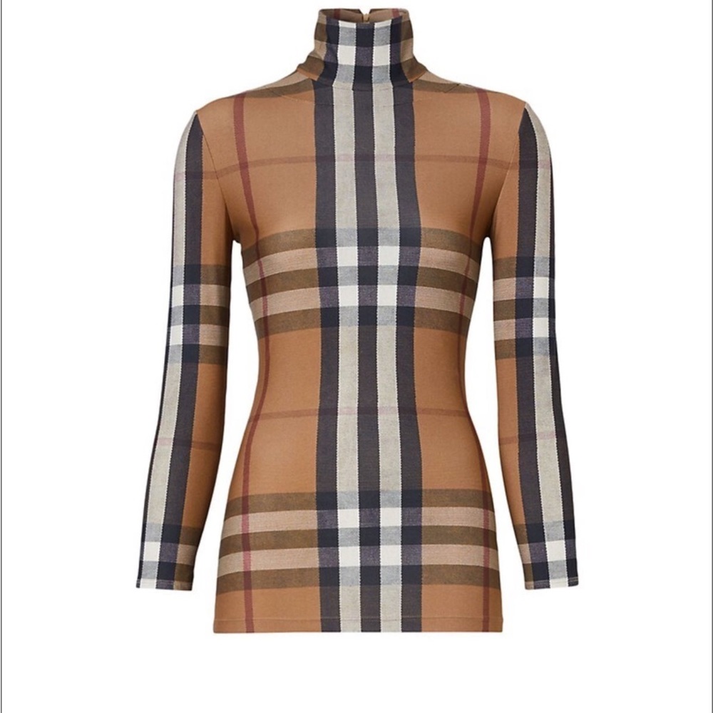 BURBERRY XXL, DARK BIRCH BROWN, Mock T Neck, Zippered Back, LS, New